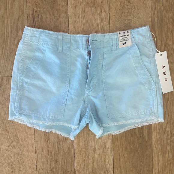 AMO ARMY SHORT loose fit/relaxed rise /shorter length/raw hem/pockets Size 26 - Picture 1 of 7